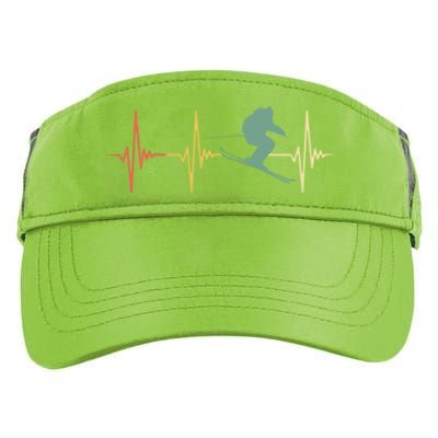 Ski Snowboard Skiing Heartbeat Snow Mountain Winter Skier Cool Gift Adult Drive Performance Visor