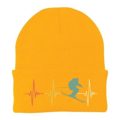 Ski Snowboard Skiing Heartbeat Snow Mountain Winter Skier Cool Gift Knit Cap Winter Beanie