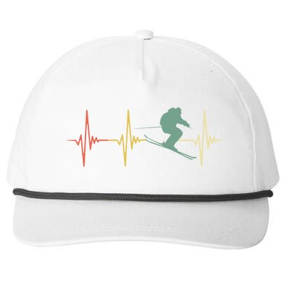 Ski Snowboard Skiing Heartbeat Snow Mountain Winter Skier Cool Gift Snapback Five-Panel Rope Hat