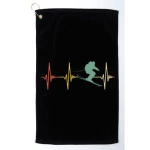 Ski Snowboard Skiing Heartbeat Snow Mountain Winter Skier Cool Gift Platinum Collection Golf Towel