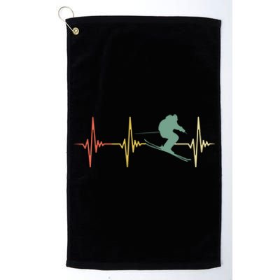 Ski Snowboard Skiing Heartbeat Snow Mountain Winter Skier Cool Gift Platinum Collection Golf Towel