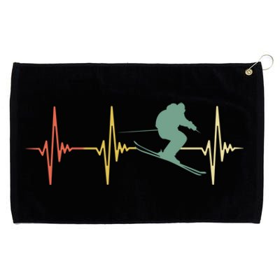 Ski Snowboard Skiing Heartbeat Snow Mountain Winter Skier Cool Gift Grommeted Golf Towel