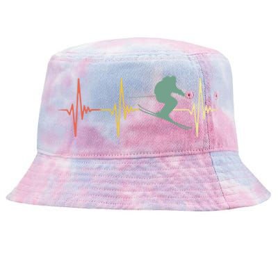 Ski Snowboard Skiing Heartbeat Snow Mountain Winter Skier Cool Gift Tie-Dyed Bucket Hat