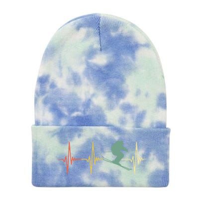 Ski Snowboard Skiing Heartbeat Snow Mountain Winter Skier Cool Gift Tie Dye 12in Knit Beanie