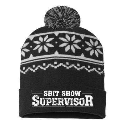 Shit Show Supervisor Funny Parent Boss Manager Teacher Humor USA-Made Snowflake Beanie