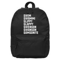 Swammi Slippy Slappy Swenson Swanson Samsonite 16 in Basic Backpack