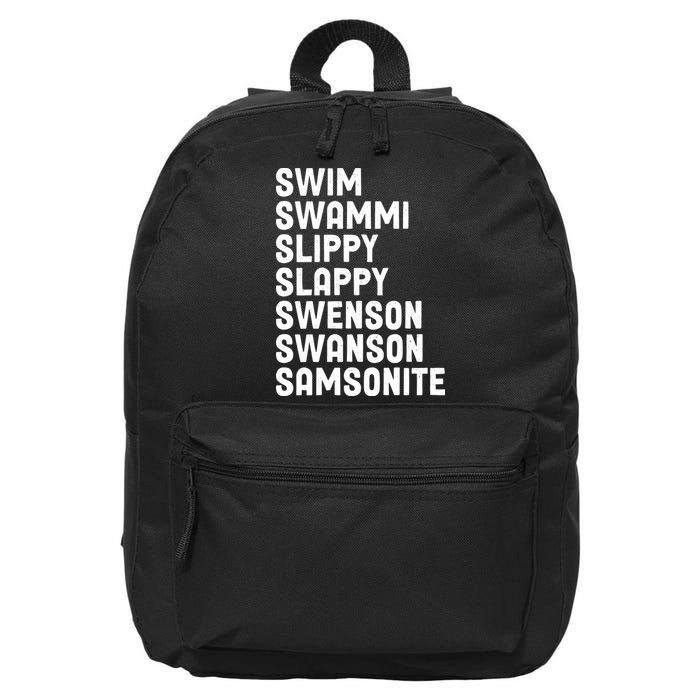 Swammi Slippy Slappy Swenson Swanson Samsonite 16 in Basic Backpack