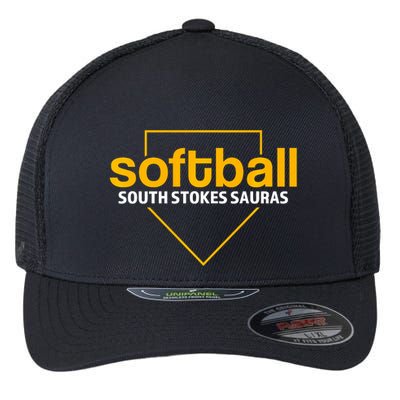 South Stokes Sauras Softball Home Plate Flexfit Unipanel Trucker Cap