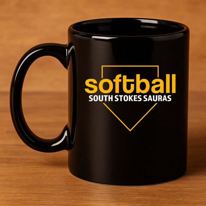 South Stokes Sauras Softball Home Plate 11oz C Handle Ceramic Mug