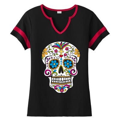 Sugar Skull Ladies Halftime Notch Neck Tee