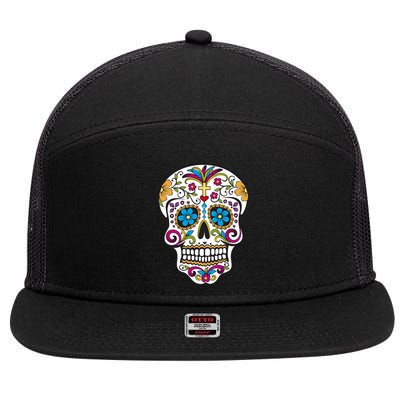 Sugar Skull 7 Panel Mesh Trucker Snapback Hat