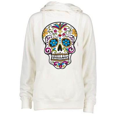 Sugar Skull Womens Funnel Neck Pullover Hood