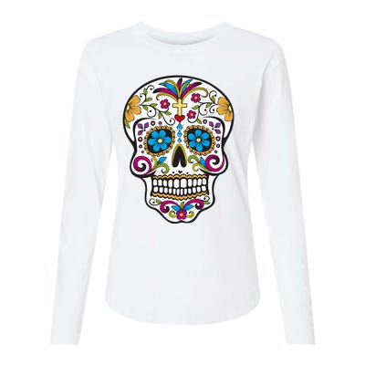 Sugar Skull Womens Cotton Relaxed Long Sleeve T-Shirt