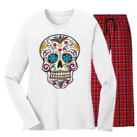 Sugar Skull Women's Long Sleeve Flannel Pajama Set 