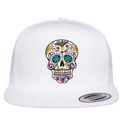 Sugar Skull Flat Bill Trucker Hat