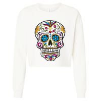 Sugar Skull Cropped Pullover Crew