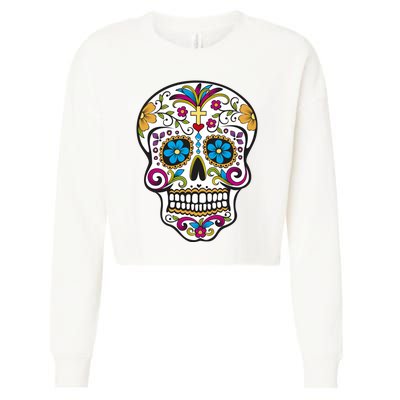 Sugar Skull Cropped Pullover Crew