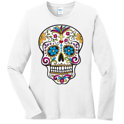 Sugar Skull Ladies Long Sleeve Shirt