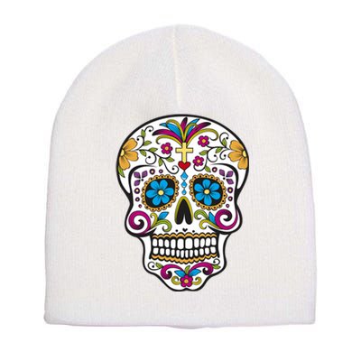 Sugar Skull Short Acrylic Beanie