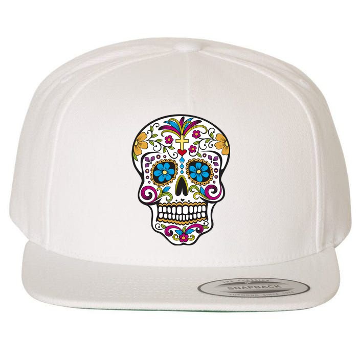 Sugar Skull Wool Snapback Cap