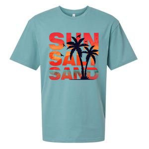 Sun Salt Sand Funny Beach Lover Summer Vacation Palm Tree Sueded Cloud Jersey T-Shirt