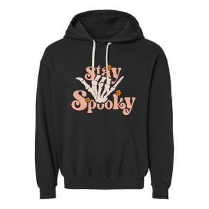 Stay Spooky Skeleton Hand Funny Halloween Spooky Season Garment-Dyed Fleece Hoodie