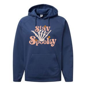 Stay Spooky Skeleton Hand Funny Halloween Spooky Season Performance Fleece Hoodie