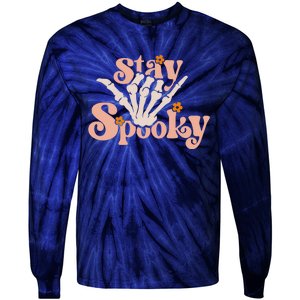 Stay Spooky Skeleton Hand Funny Halloween Spooky Season Tie-Dye Long Sleeve Shirt