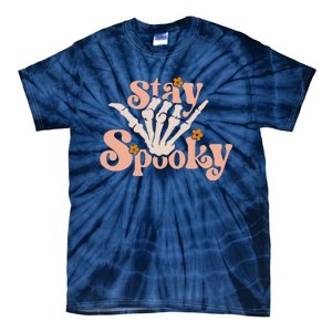 Stay Spooky Skeleton Hand Funny Halloween Spooky Season Tie-Dye T-Shirt