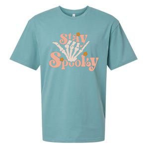 Stay Spooky Skeleton Hand Funny Halloween Spooky Season Sueded Cloud Jersey T-Shirt