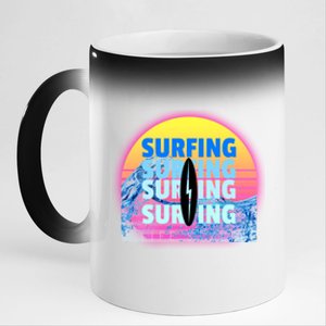 Surfer Sun Surfing All Day Long Ocean Vacation Fun In Sun Funny Gift 11oz Black Color Changing Mug