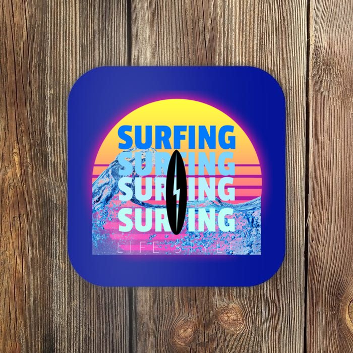 Surfer Sun Surfing All Day Long Ocean Vacation Fun In Sun Funny Gift Coaster