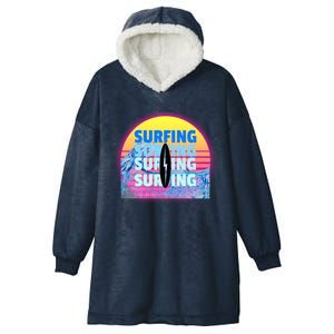 Surfer Sun Surfing All Day Long Ocean Vacation Fun In Sun Funny Gift Hooded Wearable Blanket