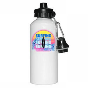 Surfer Sun Surfing All Day Long Ocean Vacation Fun In Sun Funny Gift Aluminum Water Bottle