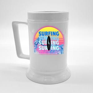 Surfer Sun Surfing All Day Long Ocean Vacation Fun In Sun Funny Gift Beer Stein