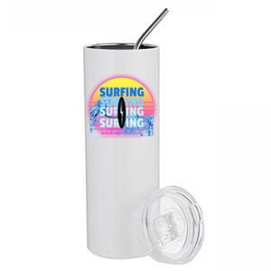 Surfer Sun Surfing All Day Long Ocean Vacation Fun In Sun Funny Gift Stainless Steel Tumbler