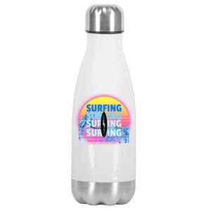 Surfer Sun Surfing All Day Long Ocean Vacation Fun In Sun Funny Gift Stainless Steel Insulated Water Bottle