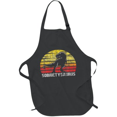 Sobrietysaurus Sober Sobriety Anniversary Recovery Aa Na Full-Length Apron With Pockets