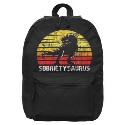 Sobrietysaurus Sober Sobriety Anniversary Recovery Aa Na 16 in Basic Backpack