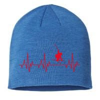 Skiing Skiing Skiing Skiers Winter Sports Heartbeat Gift Sustainable Beanie