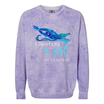 Swimmer Swim Sport Athlete retro Swimming Colorblast Crewneck Sweatshirt