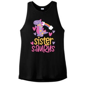 Sistersaurus Sister Saurus Dinosaur Ladies PosiCharge Tri-Blend Wicking Tank