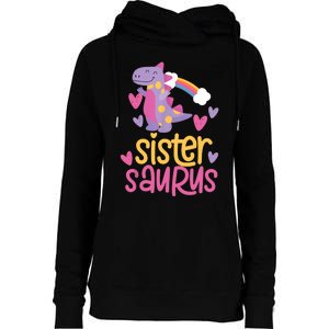 Sistersaurus Sister Saurus Dinosaur Womens Funnel Neck Pullover Hood