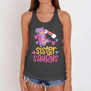 Sistersaurus Sister Saurus Dinosaur Women's Knotted Racerback Tank