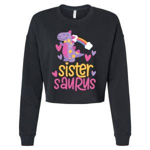 Sistersaurus Sister Saurus Dinosaur Cropped Pullover Crew