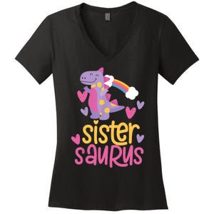 Sistersaurus Sister Saurus Dinosaur Women's V-Neck T-Shirt