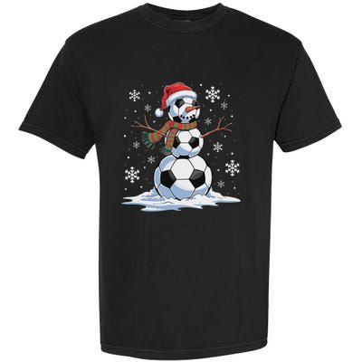 Soccer Snowman Soccer Player Santa Hat Christmas Funny Garment-Dyed Heavyweight T-Shirt