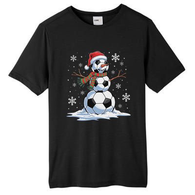 Soccer Snowman Soccer Player Santa Hat Christmas Funny Tall Fusion ChromaSoft Performance T-Shirt