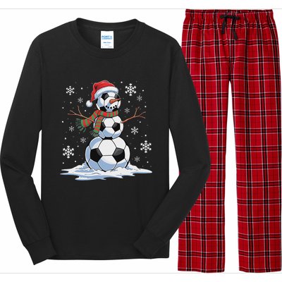 Soccer Snowman Soccer Player Santa Hat Christmas Funny Long Sleeve Pajama Set