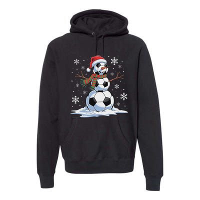 Soccer Snowman Soccer Player Santa Hat Christmas Funny Premium Hoodie